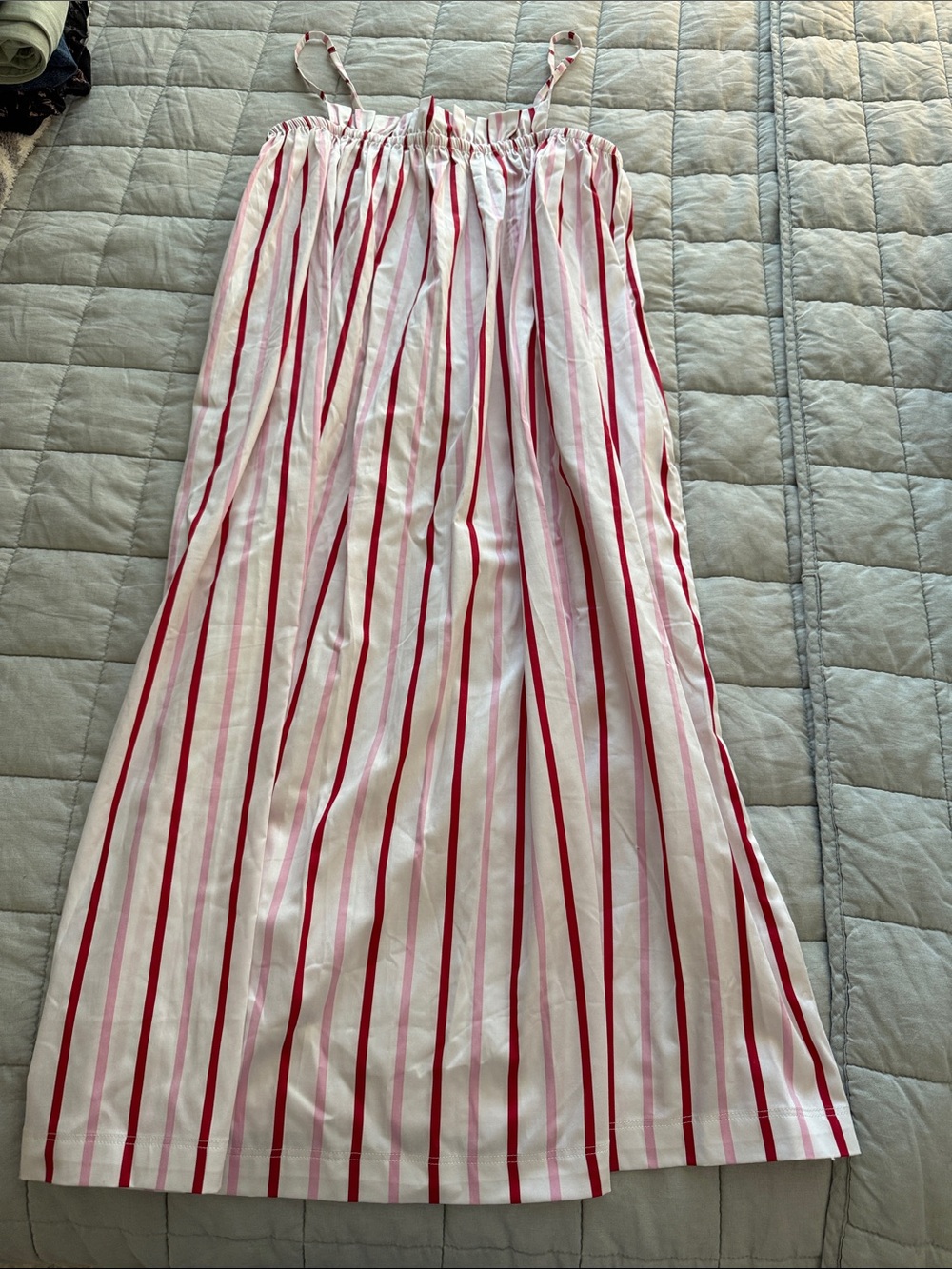Striped Pink & White Sleeveless Pajama Maxi Dress